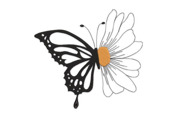 Butterfly Daisy Embroidery Design