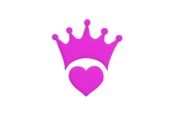 Crown and Heart Embroidery Design