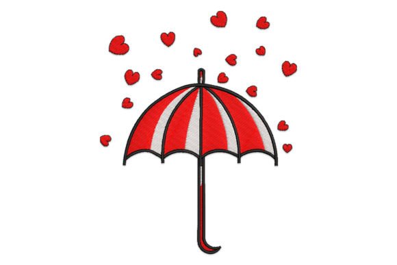 Umbrella with Heart Embroidery Design