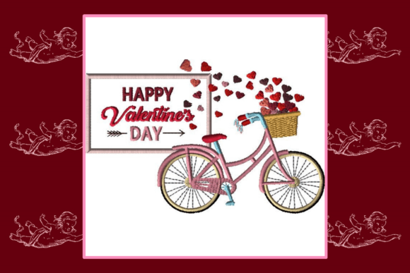 Valentine Bicycle Embroidery