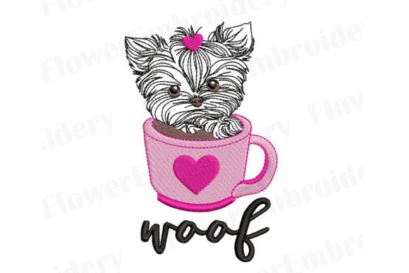 Yorkie Dog Embroidery Design